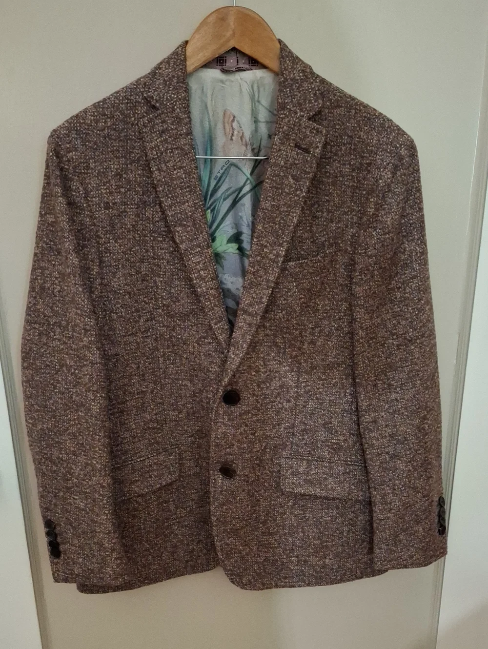 Etro Men's Textured Brown Wool Blend Tweed Sport Jacket Full Lining_1
